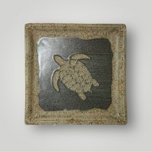 Handmade Square‎ Plate Sea Turtle Nautical Tropical 10 3/8" Makers Mark